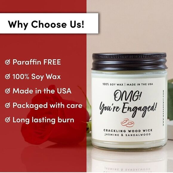 NWT Wool + Pepper Co. OMG YOU’RE ENGAGED Soy Wood Wick Candle - Picture 3 of 5